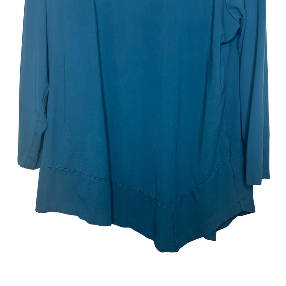 CJ Banks Teal Ponte Knit Tunic Top Women’s 2X Asymmetrical Hem - Picture 6 of 11